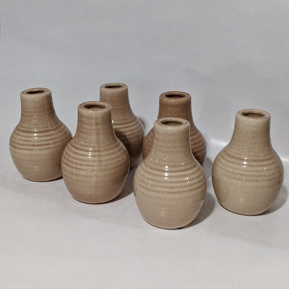 Crate&Barrel, set of 6 Patine Sand Bud Vases